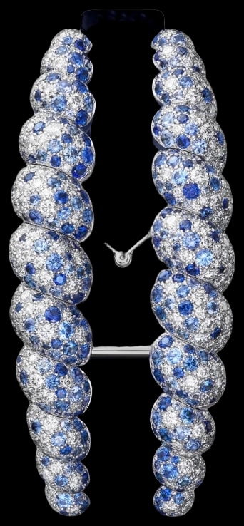 Cartier Tressage HPI01691 Quartz movement, white gold, diamonds, sapphires, 2 interchangeable leather straps