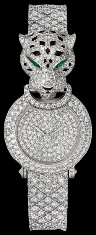 Cartier Panthère Jewellery HPI01736 Quartz movement, rhodium-finish white gold, emeralds, lacquer, diamonds