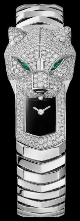 Cartier Panthère Jewellery HPI01741 Quartz movement, rhodium-finish white gold, emeralds, lacquer, diamonds