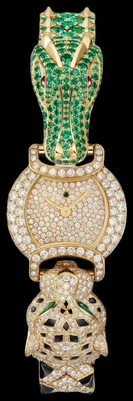 Cartier Indomptables de Cartier HPI01751 22.2 mm, quartz movement, yellow gold, diamonds, emeralds, rubies, spinels, metal strap