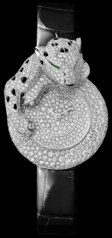Cartier Panthère Jewellery HPI01760 28.4 mm, rhodium-finish white gold, diamonds, leather