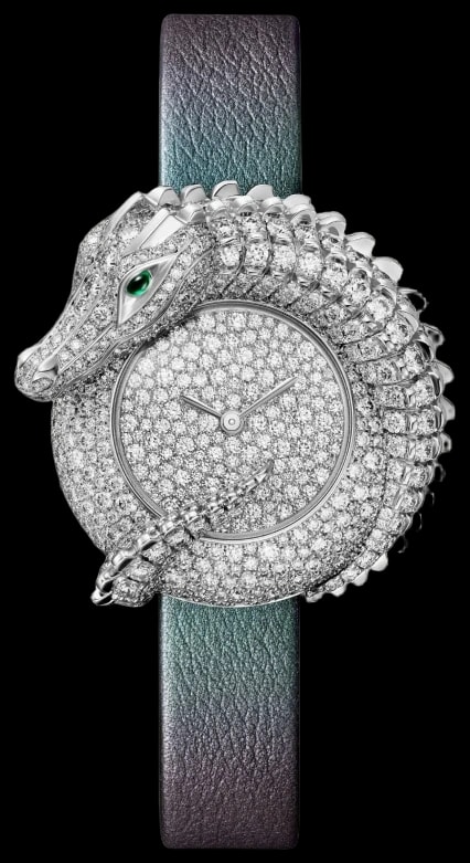 Cartier Animal Jewellery HPI01786 Quartz movement, white gold, emeralds, diamonds, leather