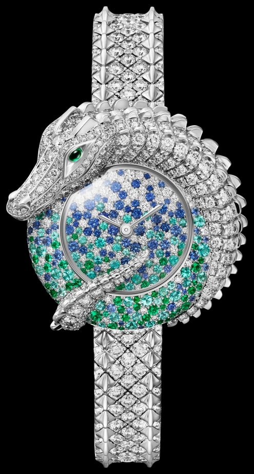 Cartier Animal Jewellery HPI01788 Quartz movement,white gold, tourmaline, sapphires, emeralds, diamonds