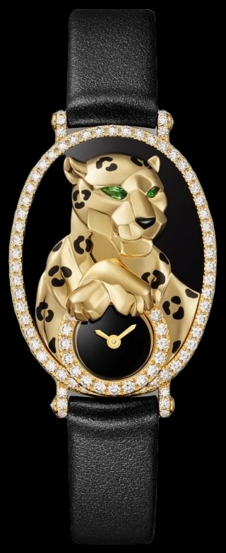 Cartier Panthère Jewellery HPI01808 Quartz movement, yellow gold, onyx, tsavorite garnets, diamonds, leather