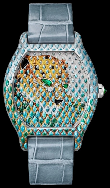 Cartier Panthère Jewellery HPI01811 Hand-wound movement, white gold, emeralds, leather