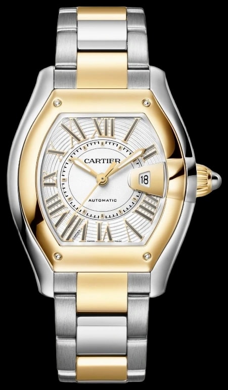 Cartier Roadster W2RD0009 Medium model, automatic movement, yellow gold, steel, interchangeable metal bracelet and leather straps