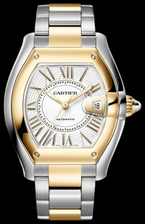 Cartier Roadster W2RD0010 Large model, automatic movement, yellow gold, steel, interchangeable metal bracelet and leather straps