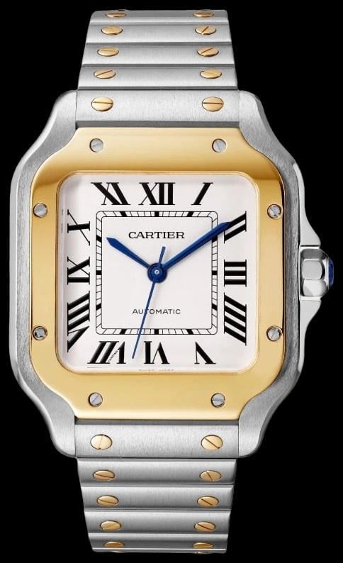 Cartier Santos de Cartier W2SA0016 Medium model, automatic movement, yellow gold, steel, interchangeable metal and leather bracelets