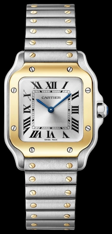 Cartier Santos de Cartier W2SA0033 Small model, quartz movement, yellow gold and steel, interchangeable metal and leather straps