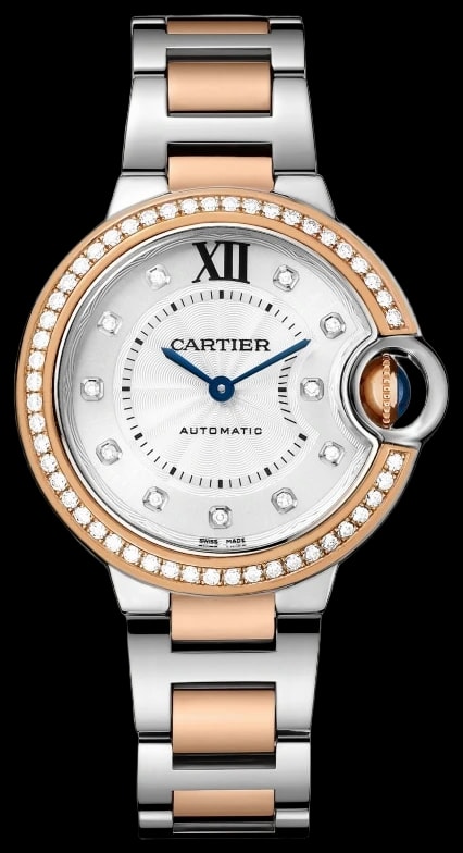 Cartier Ballon Bleu W3BB0023 33 mm, mechanical movement with automatic winding, rose gold, steel, diamonds