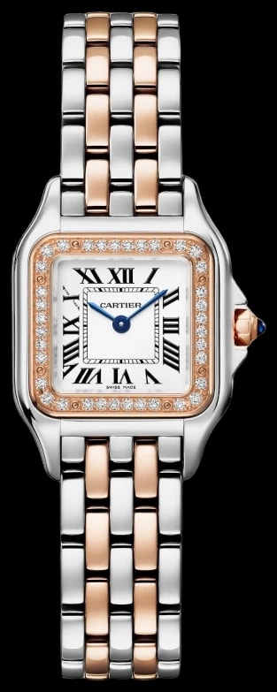 Cartier Panthère W3PN0014 Small model, quartz movement, rose gold, steel, diamonds
