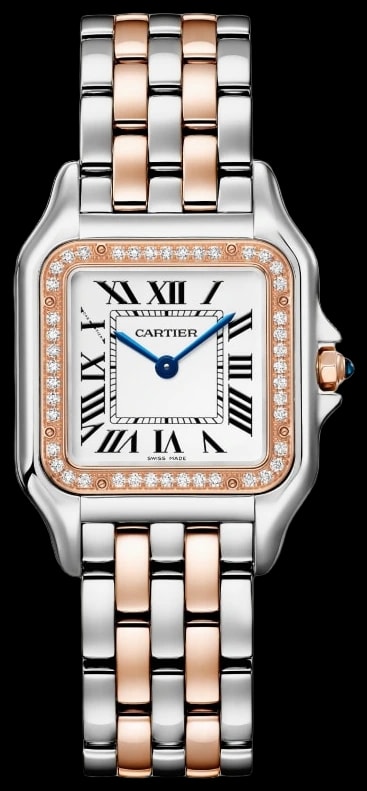Cartier Panthère W3PN0015 Medium model, quartz movement, rose gold, steel, diamonds