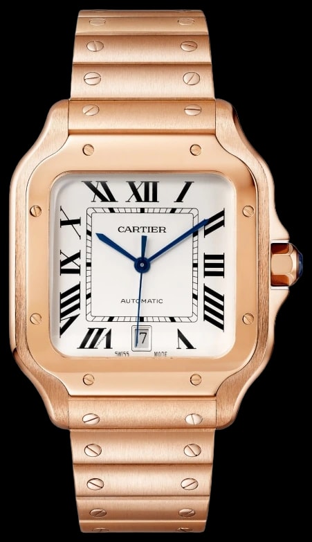 Cartier Santos de Cartier WGSA0018 Large model, automatic movement, rose gold, interchangeable metal and leather bracelets