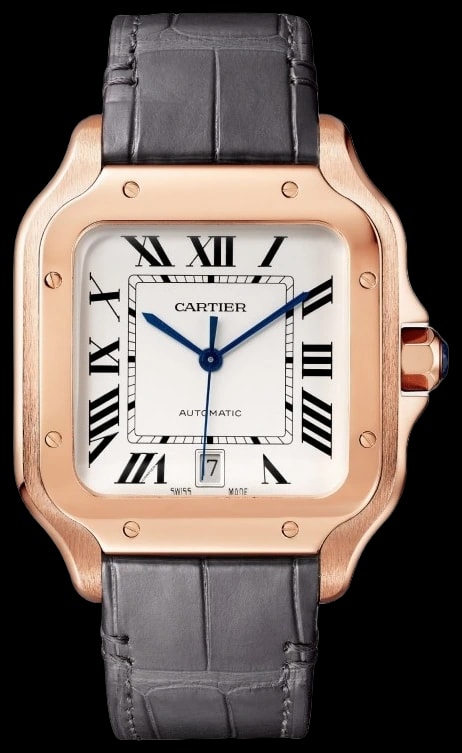 Cartier Santos de Cartier WGSA0019 Large model, automatic movement, rose gold, 2 interchangeable leather bracelets
