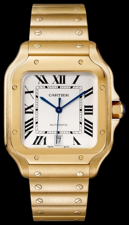 Cartier Santos de Cartier WGSA0029 Large model, automatic movement, yellow gold, interchangeable metal and leather bracelets