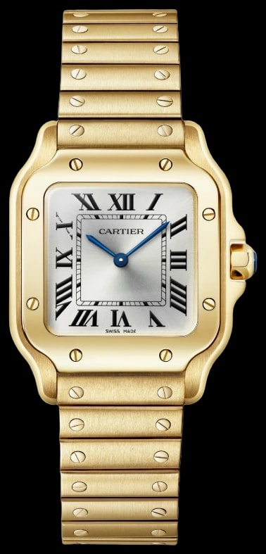 Cartier Santos de Cartier WGSA0107 Small model, quartz movement, yellow gold, interchangeable metal and leather straps