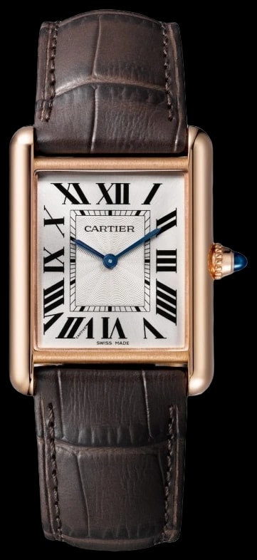 Cartier Tank Louis Cartier WGTA0011 Medium model, hand-wound mechanical movement, rose gold, leather