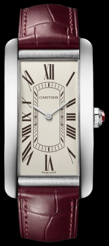 Cartier Tank Américaine WGTA0296 Large model, automatic movement, platinum, leather