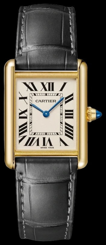 Cartier Tank Louis Cartier WGTA0343 Medium model, quartz movement, yellow gold, leather