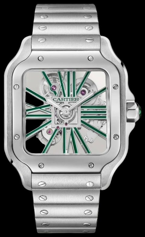 Cartier Santos de Cartier WHSA0028 Large model, hand-wound mechanical movement, steel, interchangeable metal and leather bracelets