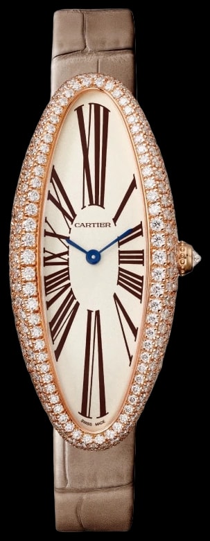 Cartier Baignoire WJBA0006 Medium model, hand-wound mechanical movement, rose gold, diamonds