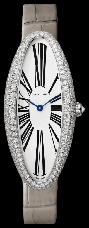 Cartier Baignoire WJBA0007 Medium model, hand-wound mechanical movement, white gold, diamonds
