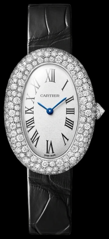 Cartier Baignoire WJBA0046 Medium model, quartz movement, white gold, diamonds, leather