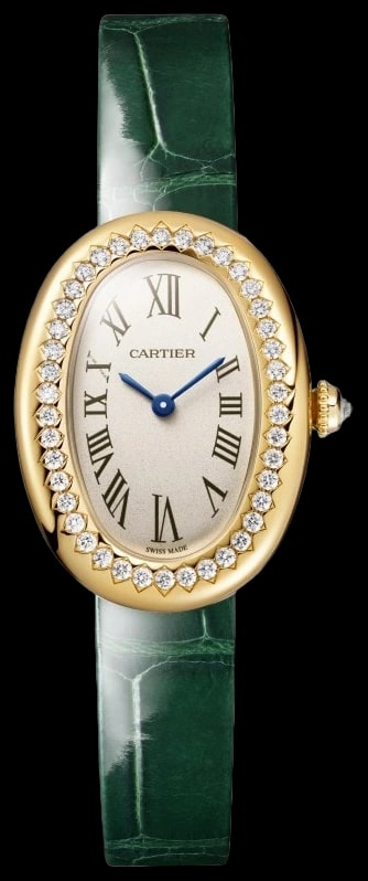 Cartier Baignoire WJBA0054 Small model, quartz movement, yellow gold, diamonds, leather