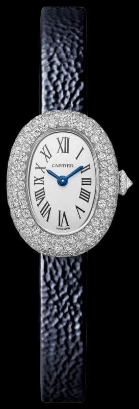 Cartier Baignoire WJBA0070 Mini model, quartz movement, white gold, diamonds, leather