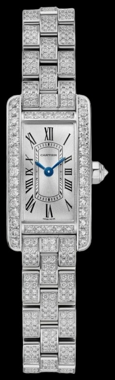 Cartier Tank Américaine WJTA0060 Mini model, quartz movement, white gold, diamonds
