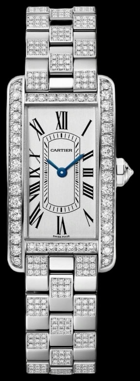 Cartier Tank Américaine WJTA0068 Small model, quartz movement - high autonomy, white gold, diamonds