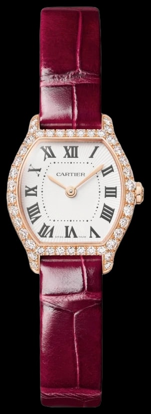 Cartier Tortue WJTO0011 Mini model, quartz movement, rose gold, diamonds, leather
