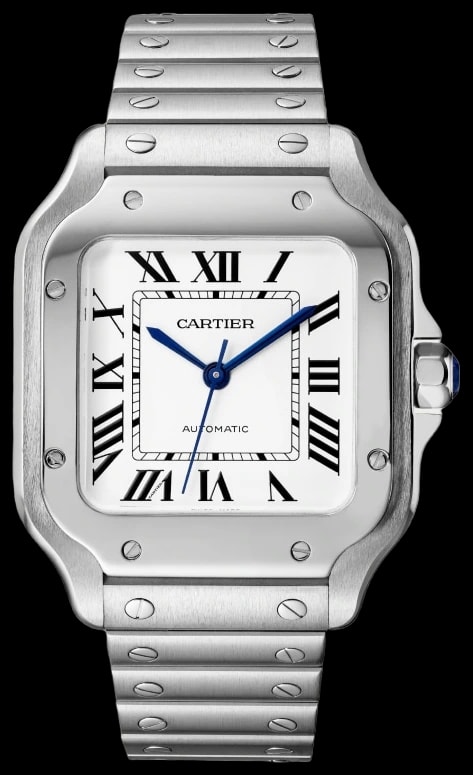 Cartier Santos de Cartier WSSA0029 Medium model, automatic movement, steel, interchangeable metal and leather bracelets