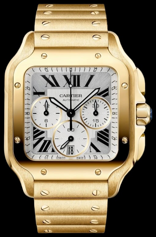 Cartier Santos de Cartier WGSA0110 Large model, automatic movement, yellow gold, interchangeable metal bracelet and leather straps
