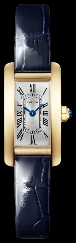 Cartier Tank Américaine WGTA0353 Mini model, quartz movement, yellow gold, leather