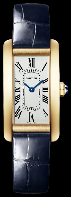Cartier Tank Américaine WGTA0356 Small model, quartz movement, yellow gold, leather