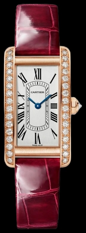 Cartier Tank Américaine WJTA0059 Small model, quartz movement, rose gold, diamonds, leather