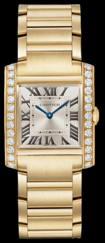 Cartier Tank Française WJTA0061 Medium model, quartz movement, yellow gold, diamonds