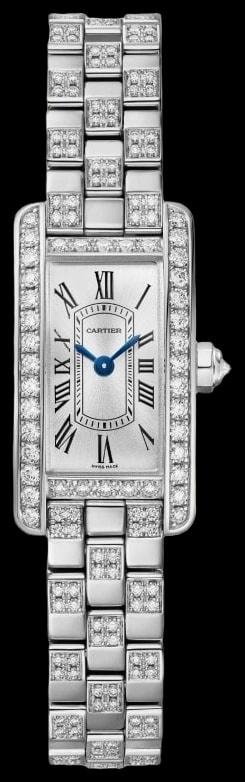 Cartier Tank Américaine WJTA0067 Mini model, quartz movement - high autonomy, white gold, diamonds