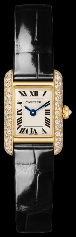 Cartier Tank Louis Cartier WJTA0073 Mini model, quartz movement, yellow gold, diamonds, leather