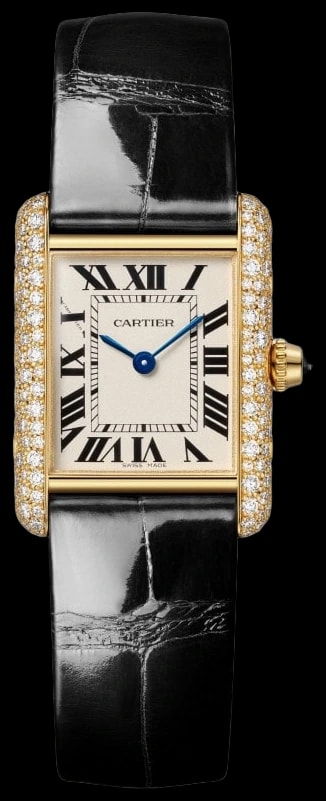 Cartier Tank Louis Cartier WJTA0074 Small model, quartz movement, yellow gold, diamonds, leather