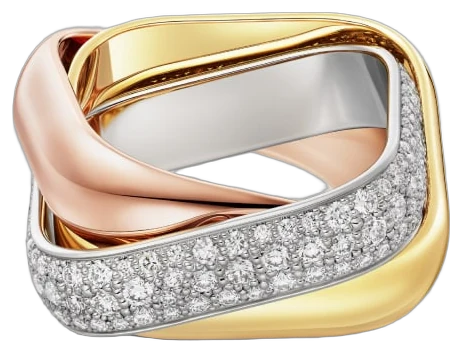 Cartier Trinity cushion ring, large model, semi-paved collection example