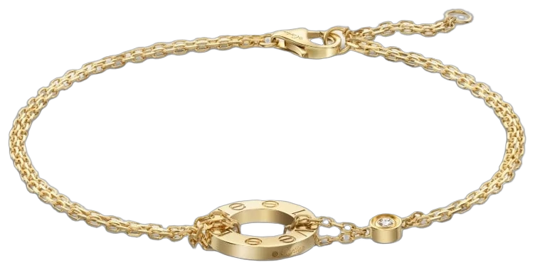 Cartier LOVE bracelet, on chain, 2 diamonds collection example