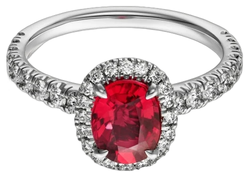 Cartier Destinée solitaire, oval-cut ruby, paved collection example