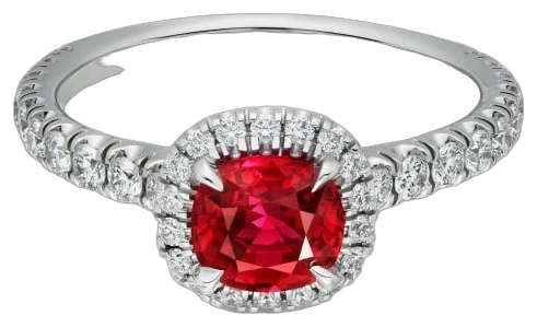 Cartier Destinée solitaire, cushion-cut ruby, paved collection example