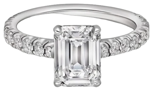 Cartier 1895 solitaire, emerald-cut diamond, paved collection example