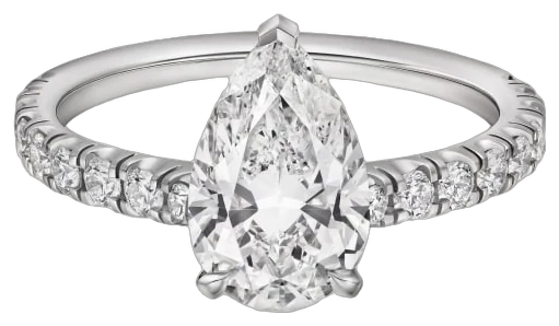 Cartier 1895 solitaire, pear-cut diamond, paved collection example