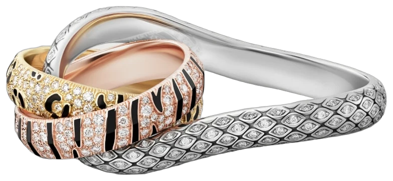 Cartier Trinity two-finger ring, lacquer, paved collection example