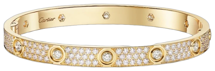 Cartier LOVE bracelet, classic model, paved, 10 diamonds collection example