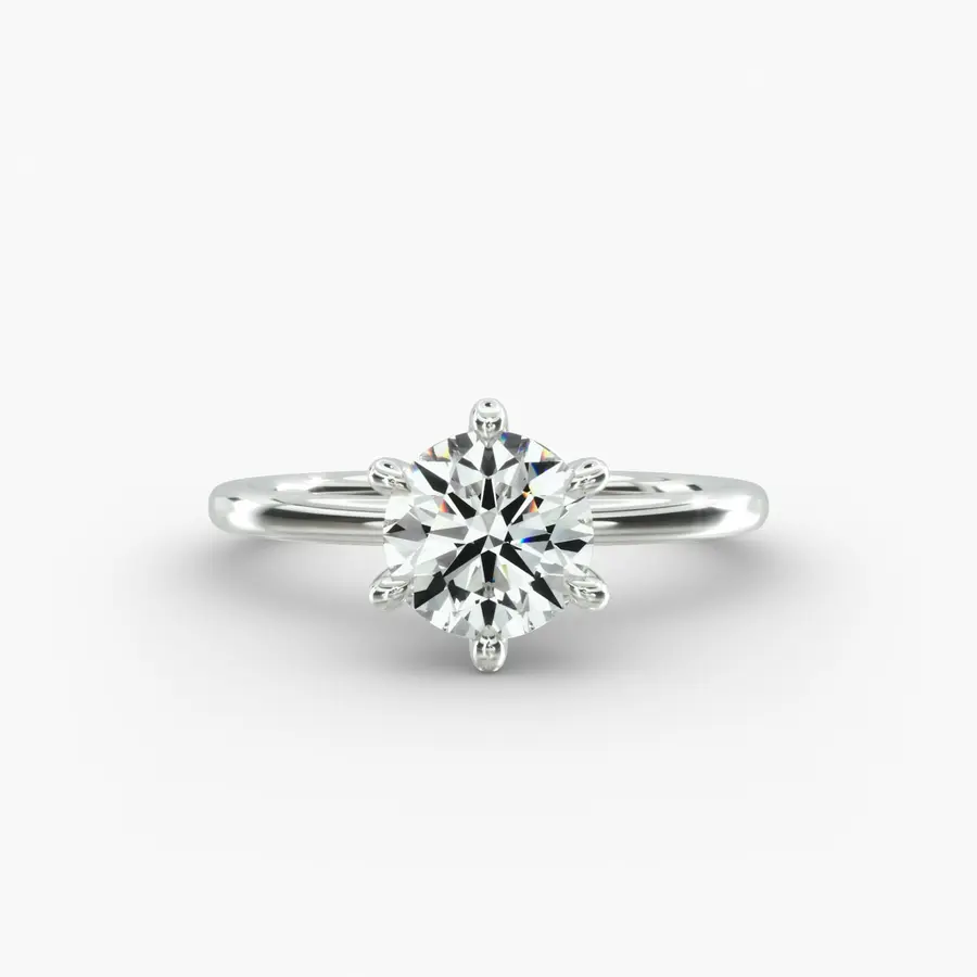 Solitaire ring, Round Brilliant diamond, Six Claw, Platinum 950, front view
